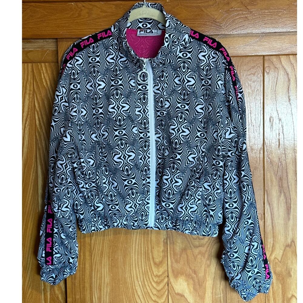 Women's FILA Psychedelic Optical Print Track Jacket, Size M